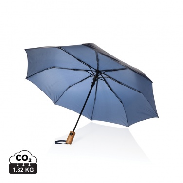 Logotrade promotional giveaway image of: Kaycey 21" AWARE™ RPET Acacia wood mini auto open umbrella