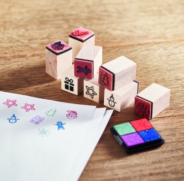 Logotrade promotional merchandise image of: 8 wooden Christmas stamps set