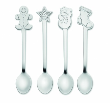 Logo trade promotional products image of: Set of 4 Christmas tea spoon