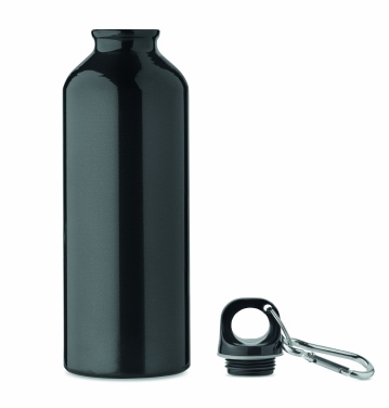 Logotrade corporate gift picture of: 500 ml single-walled water bottle made of recycled aluminum with a carabiner
