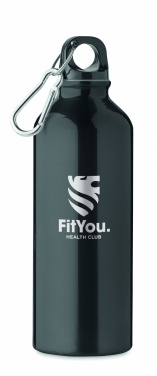 Logotrade promotional merchandise picture of: 500 ml single-walled water bottle made of recycled aluminum with a carabiner