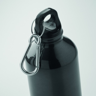 Logotrade advertising product image of: 500 ml single-walled water bottle made of recycled aluminum with a carabiner