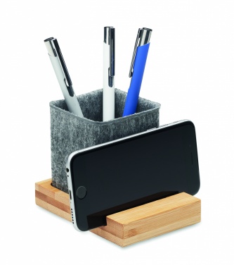 Logo trade corporate gifts image of: RPET felt pen pot phone stand