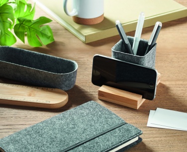 Logotrade promotional item picture of: RPET felt pen pot phone stand