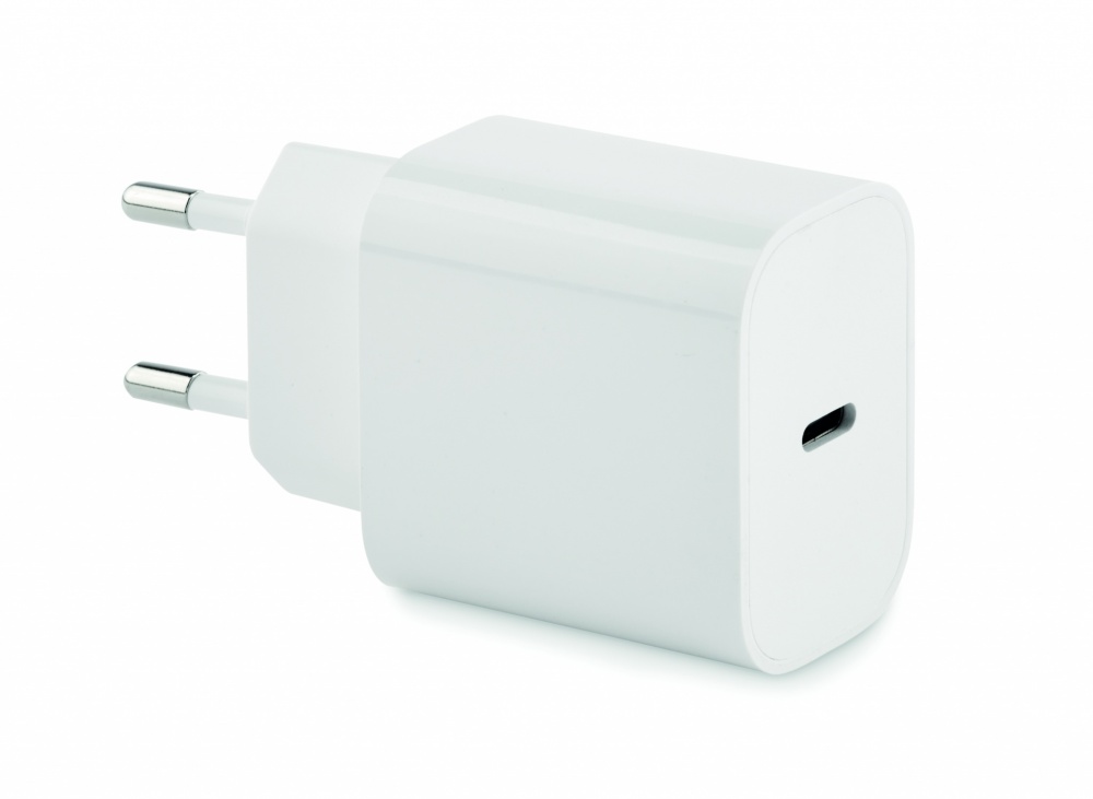 Logo trade promotional items picture of: 20W 2 port USB charger EU plug