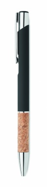 Logo trade promotional giveaways image of: Ballpoint pen made of aluminum with a cork grip