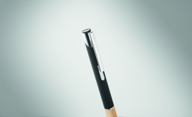 Logo trade promotional giveaway photo of: Ballpoint pen made of aluminum with a bamboo grip