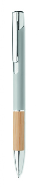 Logo trade promotional giveaways picture of: Ballpoint pen made of aluminum with a bamboo grip