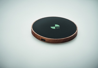 Logo trade corporate gifts picture of: Wireless charger in acacia 15W