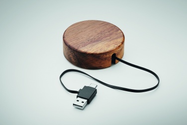 Logo trade promotional products image of: Wireless charger in acacia 15W