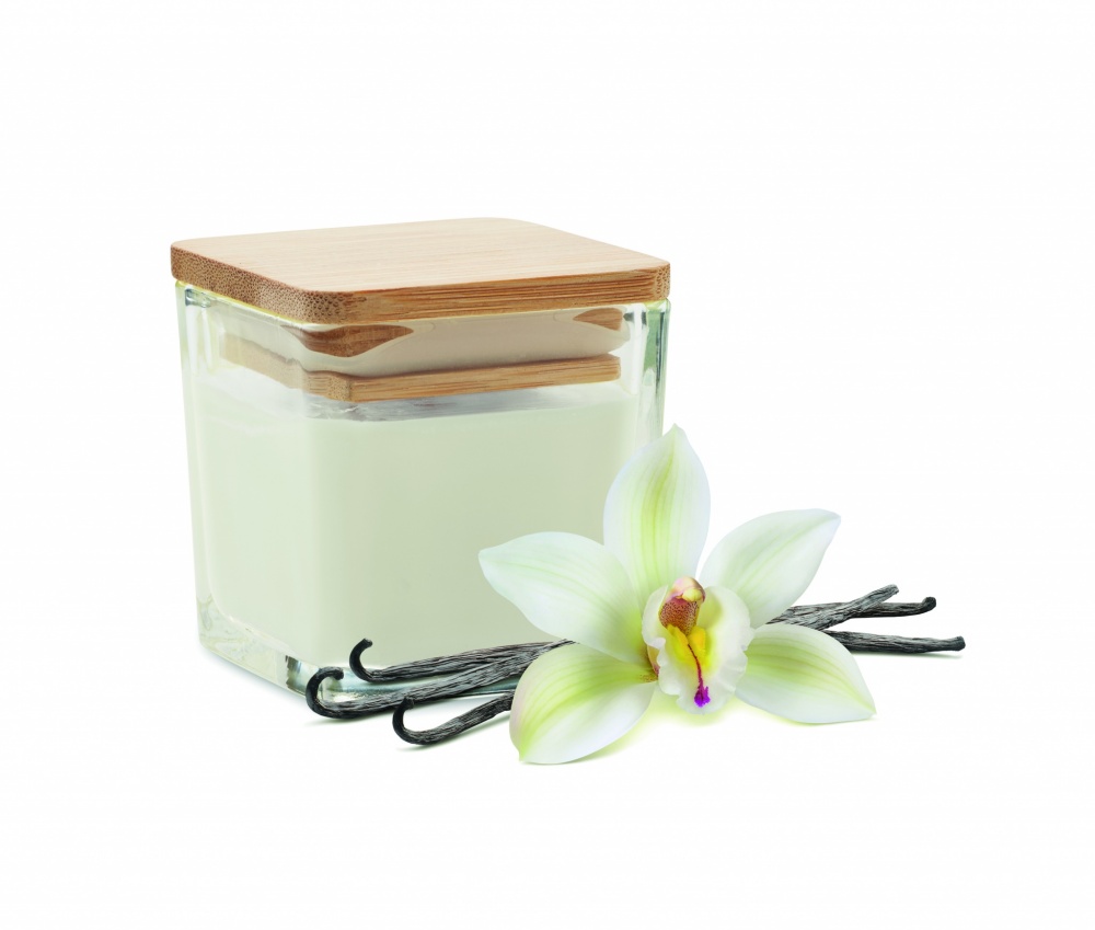 Logo trade promotional giveaways image of: Squared fragranced candle 50gr