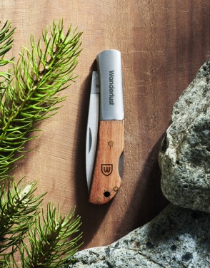 Logo trade promotional giveaway photo of: Foldable knife in acacia wood