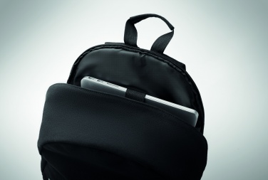 Logo trade promotional merchandise picture of: A 15-inch laptop backpack made of recycled pre-consumer cotton and recycled polyester with customizable printing.
