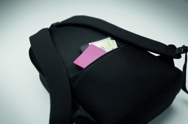 Logotrade promotional product image of: A 15-inch laptop backpack made of recycled pre-consumer cotton and recycled polyester with customizable printing.