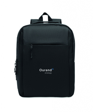 Logo trade promotional products image of: Slim 15 inch laptop backpack made of 600D RPET polyester with a 210D lining and customizable printing