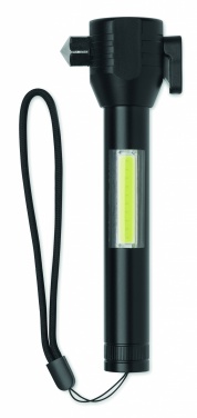 Logo trade promotional products picture of: 3-in-1 aluminum flashlight with an emergency hammer and seatbelt cutter, customizable with printing