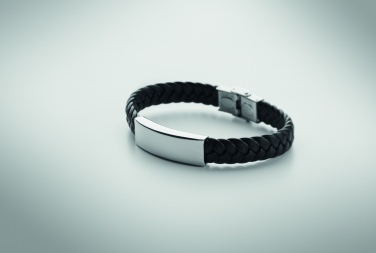 Logo trade promotional giveaways image of: Braided faux leather bracelet