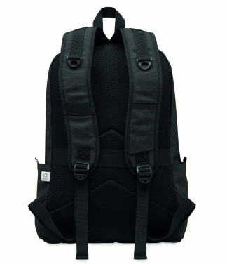 Logo trade promotional items image of: A 15-inch laptop backpack made of recycled pre-consumer cotton with customizable printing