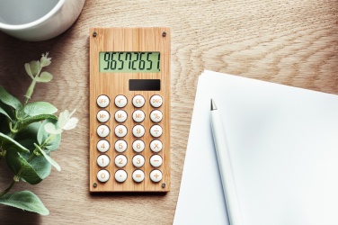 Logo trade promotional item photo of: 8 digit bamboo calculator