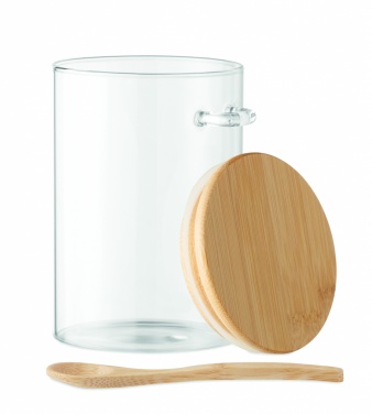 Logo trade promotional merchandise image of: Glass jar with spoon 600 ml