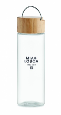 Logo trade business gift photo of: Glass bottle 500ml bamboo lid