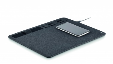 Logo trade business gifts image of: RPET mouse mat charger 15W