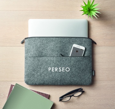 Logo trade corporate gifts image of: RPET felt zipped laptop bag