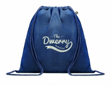 Logo trade promotional gifts image of: Recycled denim drawstring bag