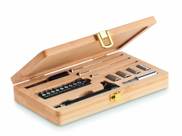 Logo trade advertising products image of: 21 pcs tool set in bamboo case