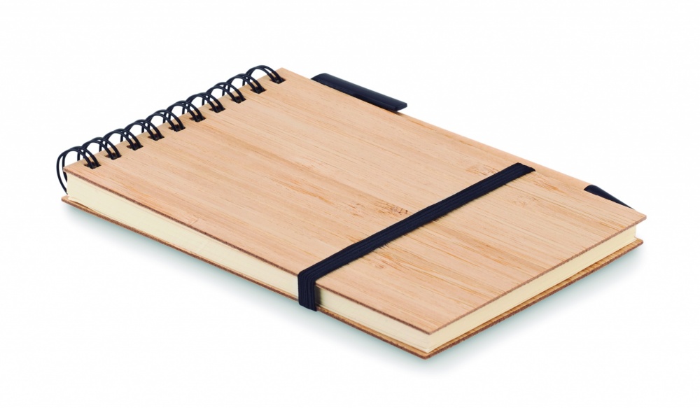 Logo trade promotional products image of: A6 bamboo notepad with pen SONORABAM