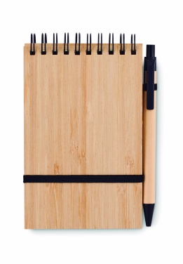 Logo trade advertising products picture of: A6 bamboo notepad with pen SONORABAM