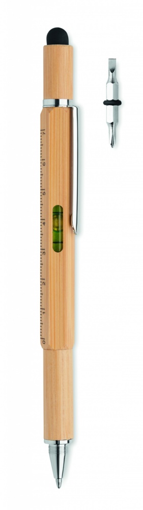 Logo trade promotional products image of: Spirit level pen in bamboo