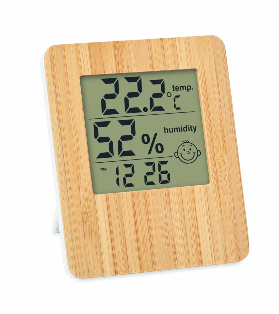 Logo trade promotional giveaways image of: Bamboo weather station