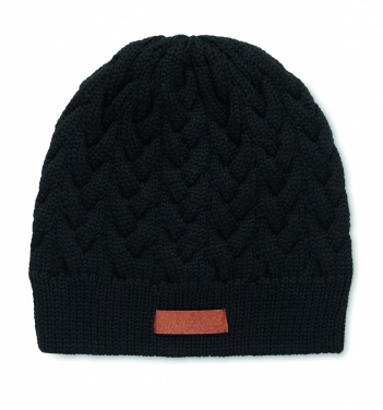 Logo trade promotional items picture of: Cable knit beanie in RPET