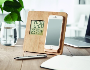 Logotrade promotional gifts photo of: Bamboo weather station 10W
