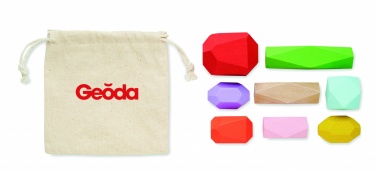 Logotrade promotional product picture of: 8 stacking wood rocks in pouch