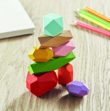 Logo trade promotional gift photo of: 8 stacking wood rocks in pouch