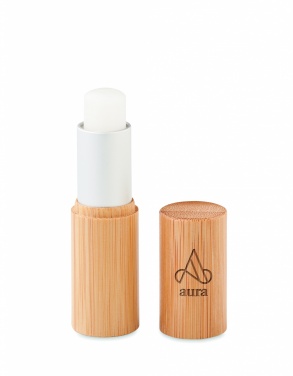 Logo trade promotional items image of: Lip balm in bamboo tube box