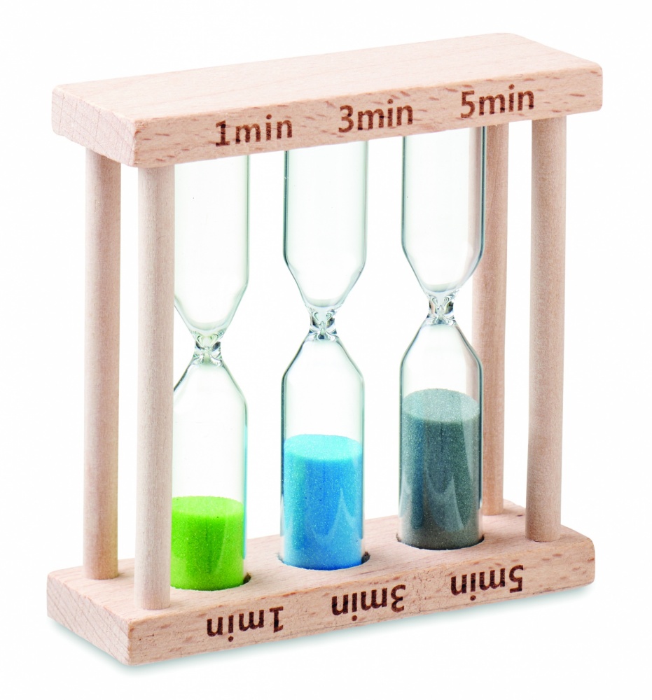 Logo trade corporate gifts picture of: Set of 3 wooden sand timer