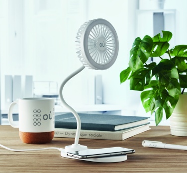 Logo trade promotional gift photo of: Desktop charger fan with light