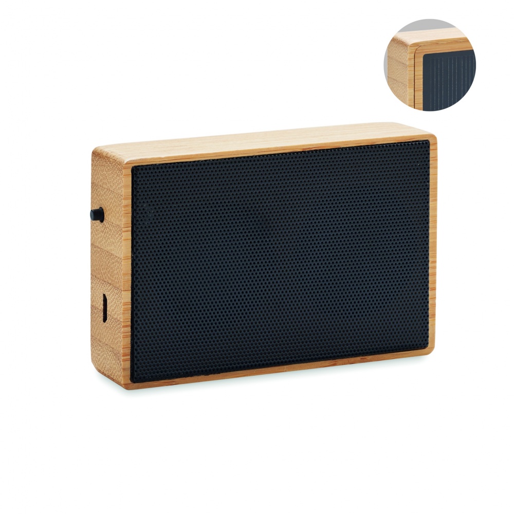 Logo trade corporate gifts picture of: Solar bamboo wireless speaker