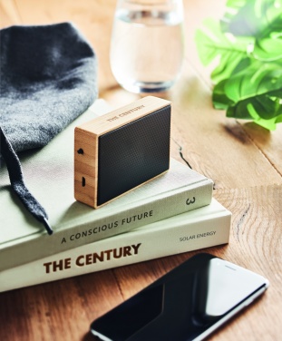 Logo trade promotional merchandise image of: Solar bamboo wireless speaker