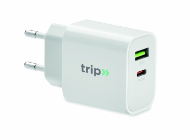 Logotrade corporate gift image of: 18W 2 port USB charger EU plug
