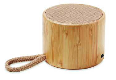 Logotrade promotional item picture of: Round bamboo wireless speaker