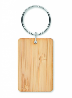 Logo trade business gift photo of: Rectangular bamboo key ring Riihimäki