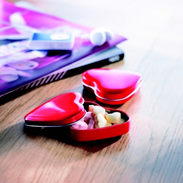 Logo trade promotional items image of: Heart tin box with candies