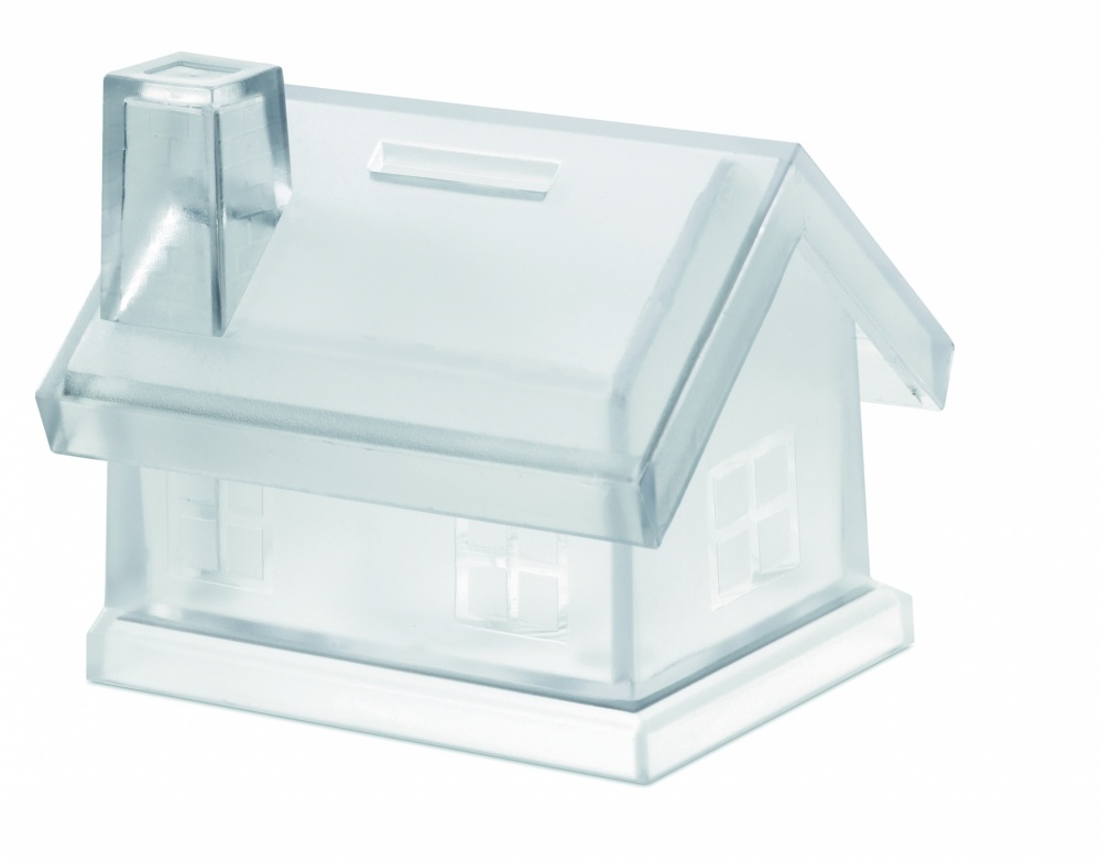 Logo trade advertising products image of: Plastic house coin bank