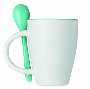 Logo trade promotional items picture of: Bicolour mug with spoon 250 ml