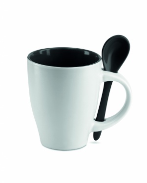 Logo trade promotional merchandise picture of: Bicolour mug with spoon 250 ml
