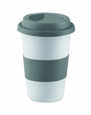 Logo trade advertising products image of: Ceramic mug w/ lid and sleeve